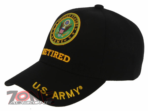 NEW! US ARMY RETIRED ROUND SIDE SHADOW BALL CAP HAT BLACK