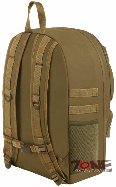 Tan military outlet backpack