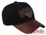 DEER HUNTING FAUX VISOR LEATHER BASEBALL CAP HAT BLACK