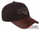 DEER HUNTING FAUX VISOR LEATHER BASEBALL CAP HAT BROWN