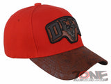 DEER HUNTING FAUX VISOR LEATHER BASEBALL CAP HAT ORANGE