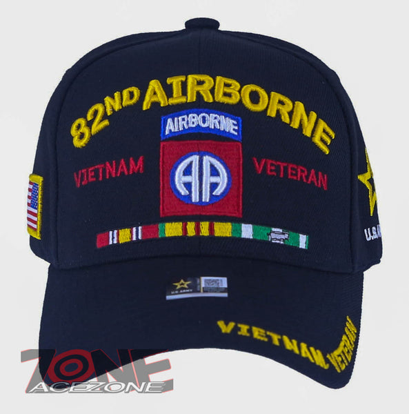 NEW! US ARMY 82ND AIRBORNE VIETNAM VETERAN RIBBON BAR BALL CAP HAT BLACK