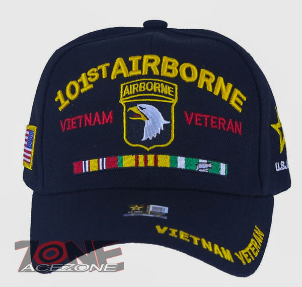 NEW! US ARMY 101ST AIRBORNE VIETNAM VETERAN RIBBON BAR BALL CAP HAT BLACK