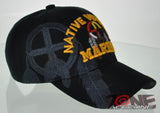 NEW! USMC NATIVE VETERAN WHEEL HOOP AMERICAN US MARINE CAP HAT BLACK