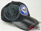 NEW! MESH W/LEATHER US NAVY SIDE NAVY CAP HAT BLACK