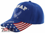 NEW! USAF AIR FORCE WING SIDE USA FLAG BALL CAP HAT BLUE