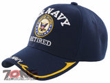 NEW! US NAVY RETIRED USN BIG ROUND SIDE LINE CAP HAT NAVY