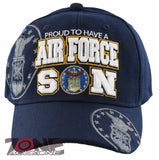 NEW! USAF PROUD TO HAVE A AIR FORCE SON BALL CAP HAT NAVY