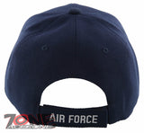 NEW! US AIR FORCE USAF VETERAN SIDE ROUND BALL CAP HAT NAVY