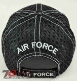 MESH W/LEATHER US AIR FORCE USAF CAP HAT ROUND BLACK