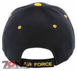 NEW! USAF AIR FORCE GOLD LEAF CAP HAT BLACK