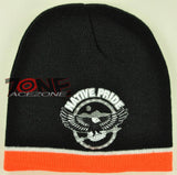 NEW ROUND NATIVE PRIDE EAGLE FEATHER BEANIE KNIT CAP SKULL WN ORANGE