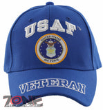 NEW! USAF AIR FORCE ROUND FRONT VETERAN BALL CAP HAT BLUE