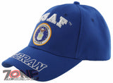 NEW! USAF AIR FORCE ROUND FRONT VETERAN BALL CAP HAT BLUE