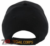 NEW! US ARMY SIGNAL CORPS BALL CAP HAT ALL BLACK