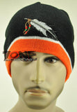 NEW NATIVE PRIDE BIG FEATHER BEANIE KNIT CAP SKULL WN ORANGE