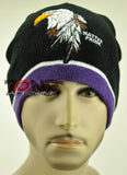 NEW NATIVE PRIDE EAGLE FEATHERS BEANIE KNIT CAP SKULL WN PURPLE