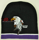 NEW NATIVE PRIDE EAGLE FEATHERS BEANIE KNIT CAP SKULL WN PURPLE