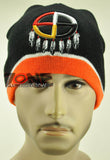 NEW NATIVE PRIDE WHEEL HOOP INDIAN FEATHER BEANIE KNIT CAP SKULL WN ORANGE