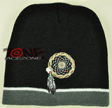 NEW NATIVE PRIDE FEATHER DREAM CATCHER BEANIE KNIT CAP SKULL WN GRAY