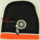 NEW NATIVE PRIDE FEATHER DREAM CATCHER BEANIE KNIT CAP SKULL WN ORANGE