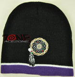 NEW NATIVE PRIDE FEATHER DREAM CATCHER BEANIE KNIT CAP SKULL WN PURPLE