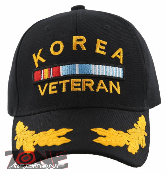 NEW! KOREA VETERAN LEAF MILITARY CAP HAT BLACK