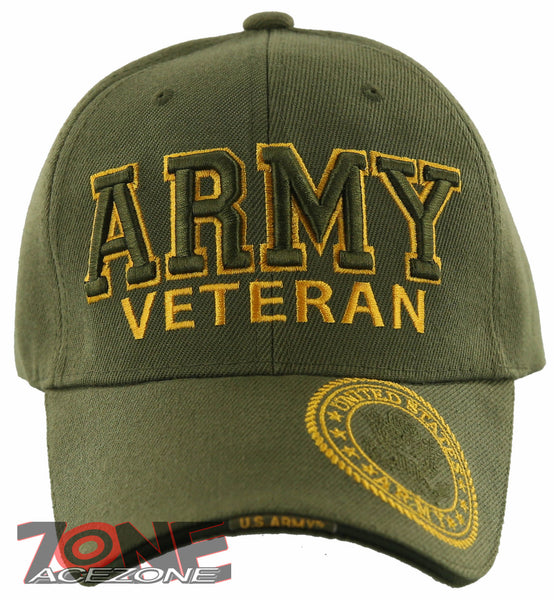 NEW! US ARMY STRONG VETERAN SIDE ROUND BALL CAP HAT OLIVE