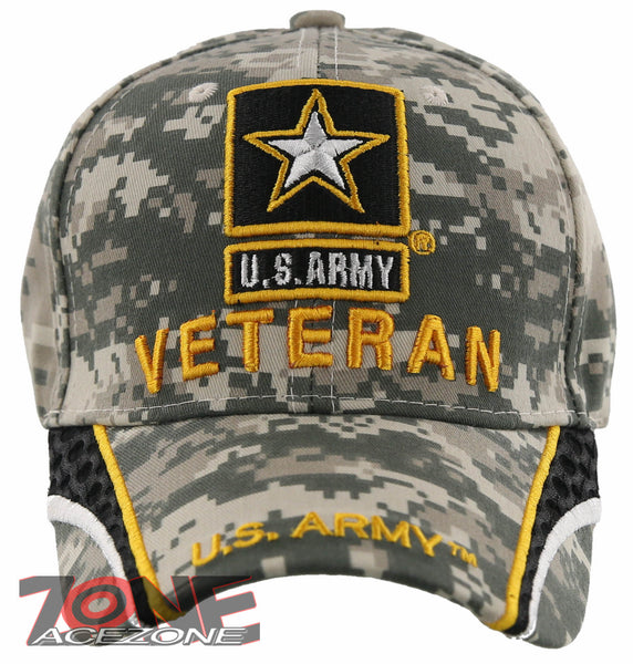 NEW! US ARMY STAR VETERAN SIDE LINE BALL CAP HAT ACU CAMO