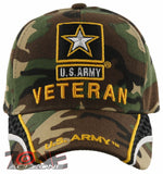 NEW! US ARMY STAR VETERAN SIDE LINE BALL CAP HAT GREEN CAMO