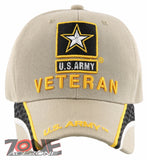 NEW! US ARMY STAR VETERAN SIDE LINE BALL CAP HAT TAN