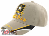 NEW! US ARMY STAR VETERAN SIDE LINE BALL CAP HAT TAN