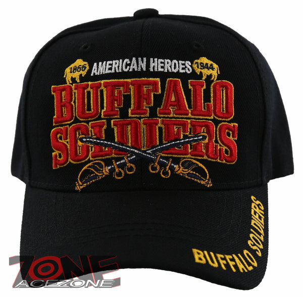 NEW! BUFFALO SOLDIERS AMERICAN HEROES 1866-1944 CN SWORDS CAP HAT BLACK