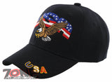 NEW! EAGLE USA FLAG BALL CAP HAT BLACK