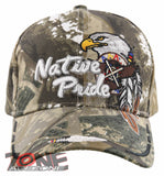 NEW! NATIVE PRIDE INDIAN AMERICAN EAGLE SIDE FEATHERS CAP HAT CAMO