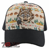 NEW! NATIVE PRIDE INDIAN AMERICAN WOLF DESIGN CAP HAT BLACK