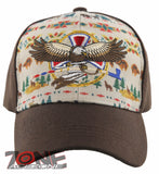 NEW! NATIVE PRIDE INDIAN AMERICAN EAGLE DESIGN CAP HAT BROWN