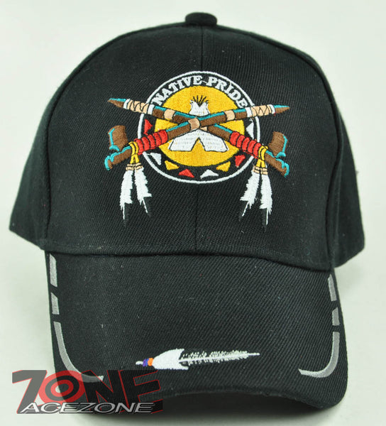 NEW! NATIVE PRIDE PEACE PIPES CAP HAT BLACK