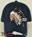 NEW! NATIVE PRIDE HONOR CHIEF HEAD CAP HAT NAVY