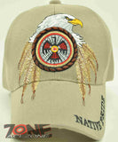 WHOLESALE NEW! NATIVE EAGLE WINGS CAP HAT TAN