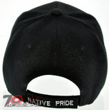 NEW! NATIVE PRIDE INDIAN AMERICAN SIDE BEAR CLAW FEATHERS CAP HAT BLACK