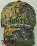 HUNTER LIVE TO HUNT DEER BUCK OUTDOOR SPORTS CAP HAT CAMO