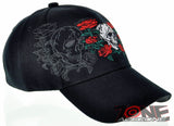 NEW! SKULL RED ROSE CAP HAT N1 BLACK