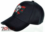 NEW! SKULL RED ROSE CAP HAT N1 BLACK