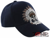 NEW! NATIVE PRIDE HONOR CHIEF SKULL HEAD BASEBALL CAP HAT NAVY