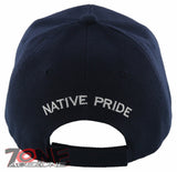 NEW! NATIVE PRIDE HONOR CHIEF SKULL HEAD BASEBALL CAP HAT NAVY