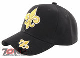 NEW! GOLD FLEUR DE LIS BALL CAP HAT BLACK