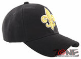 NEW! GOLD FLEUR DE LIS BALL CAP HAT BLACK