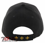 NEW! GOLD FLEUR DE LIS BALL CAP HAT BLACK