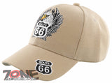 NEW! US ROUTE 66 EAGLE WING BALL CAP HAT TAN